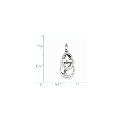 14k White Gold Real Diamond Baby Girl Shoe Pendant