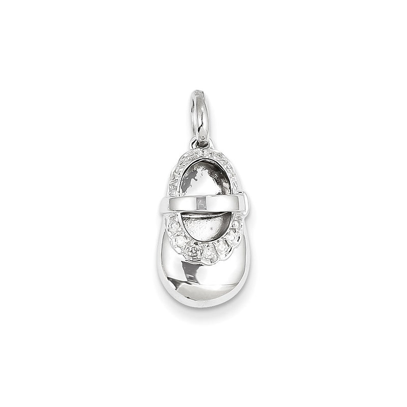 14k White Gold Real Diamond Baby Girl Shoe Pendant