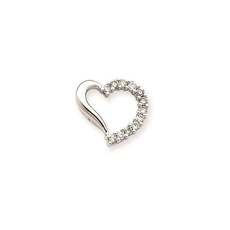 14k White Gold Polished .25ct A Quality Completed Fancy Real Diamond Heart Penda