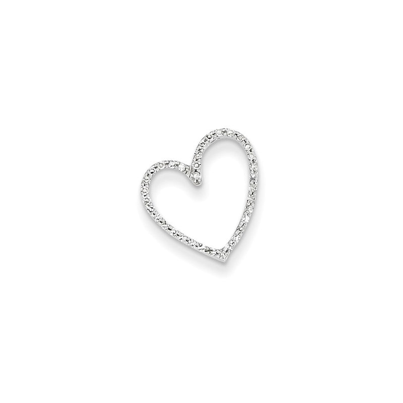 14k White Gold AA Real Diamond Vintage Heart Chain Slide