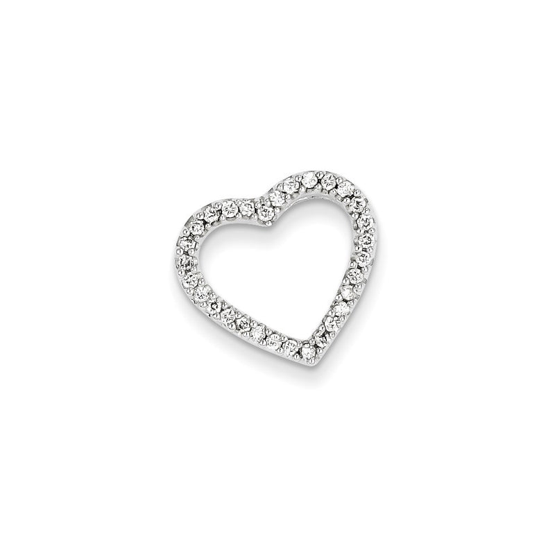14k White Gold AA Quality Completed Real Diamond Vintage Heart Pendant