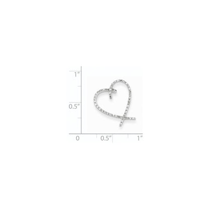 14k White Gold AA Quality Completed Real Diamond Vintage Heart Pendant