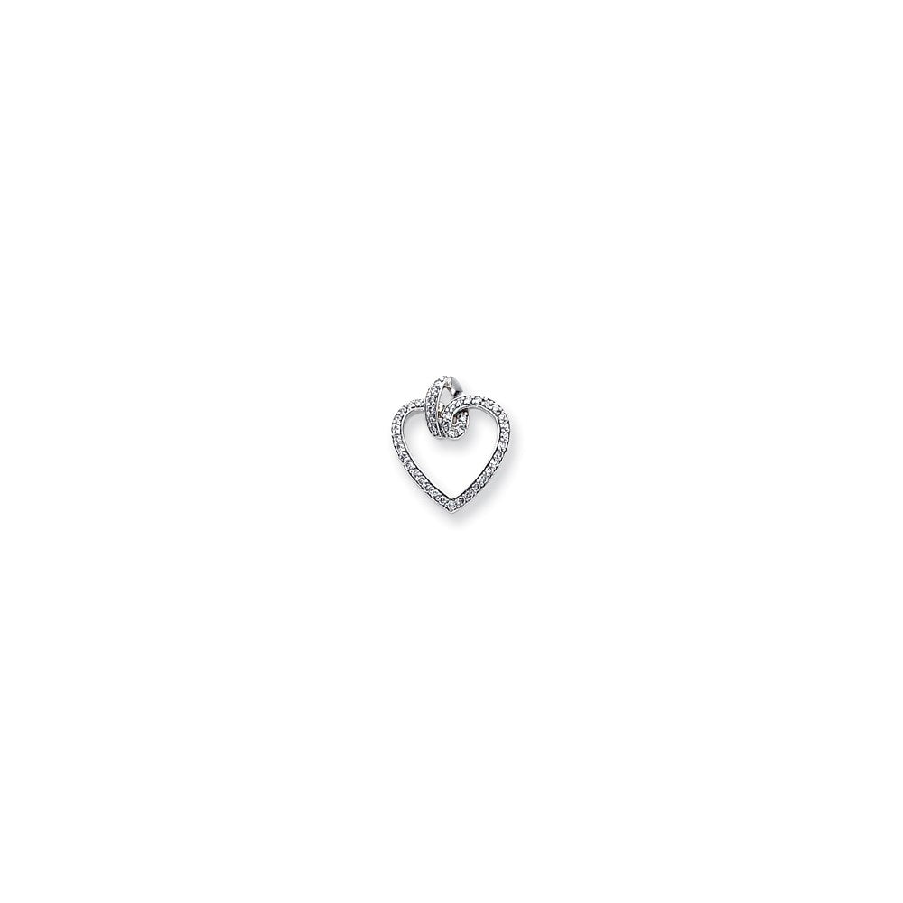 14k White Gold .5ct A Quality Completed Real Diamond Vintage Heart Pendant