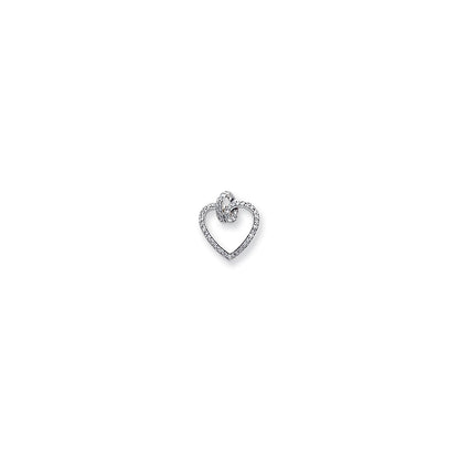 14k White Gold .5ct A Quality Completed Real Diamond Vintage Heart Pendant