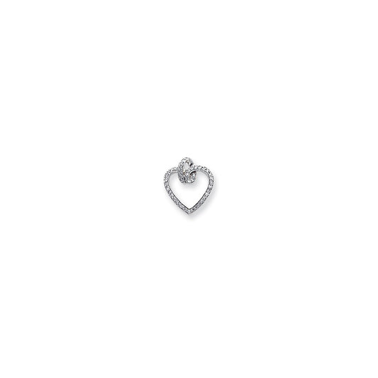 14k White Gold .5ct A Quality Completed Real Diamond Vintage Heart Pendant
