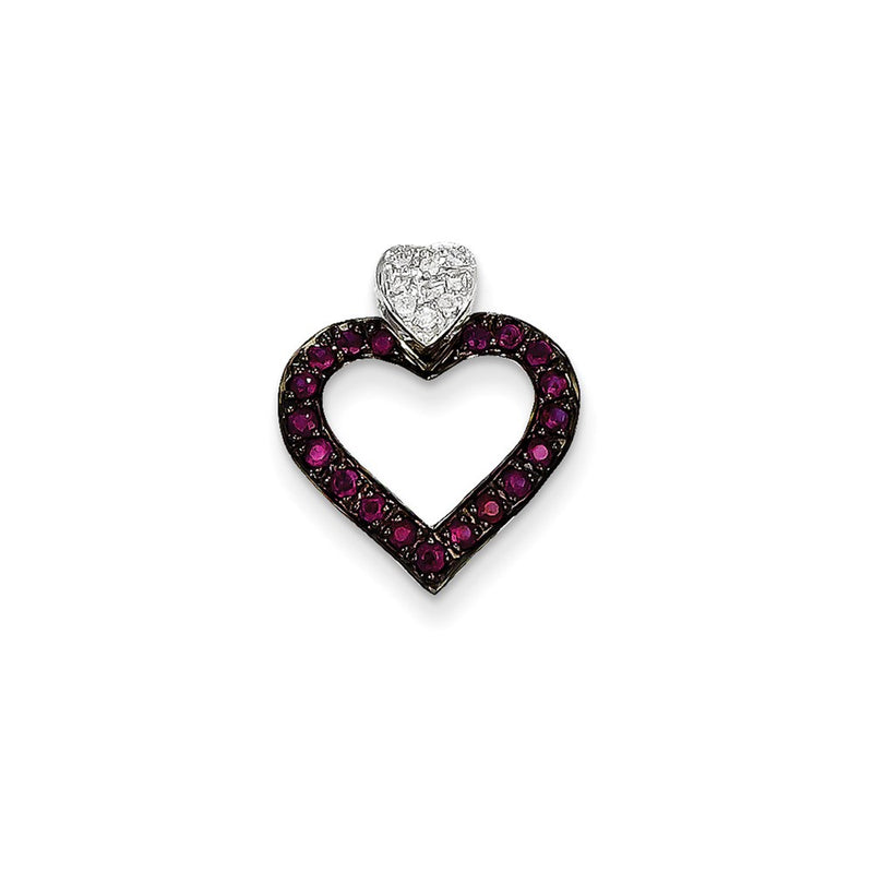 14k White Gold Real Diamond & Ruby Pendant
