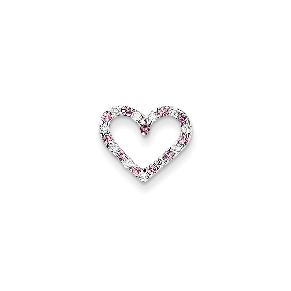 14k White Gold Pink Sapp & Real Diamond Slide