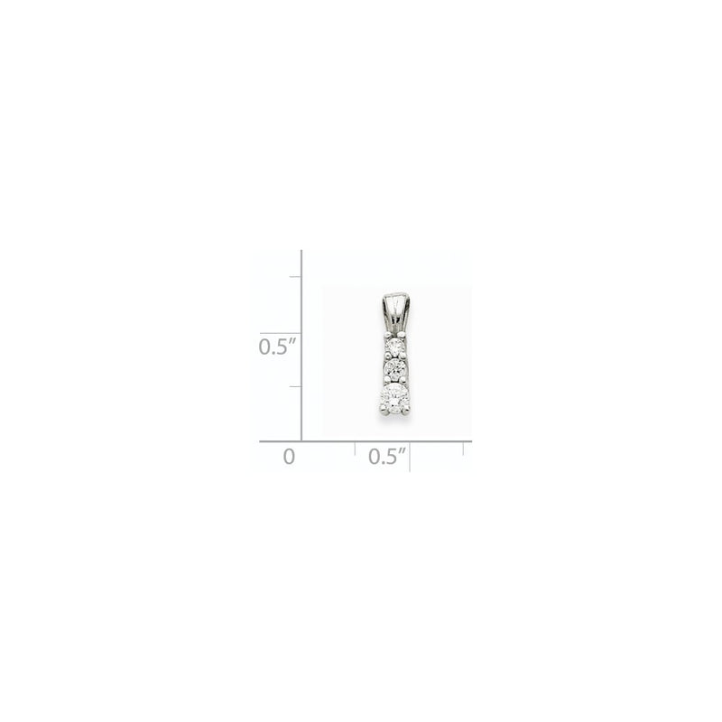 14k White Gold VS Real Diamond three stone pendant