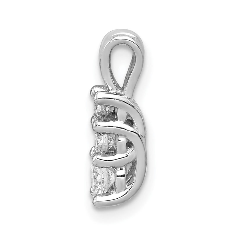 14k White Gold AA Real Diamond three stone pendant