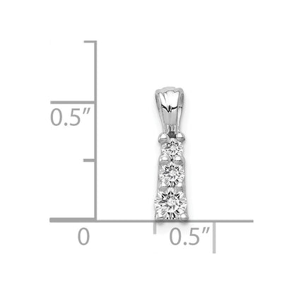 14k White Gold AA Real Diamond three stone pendant