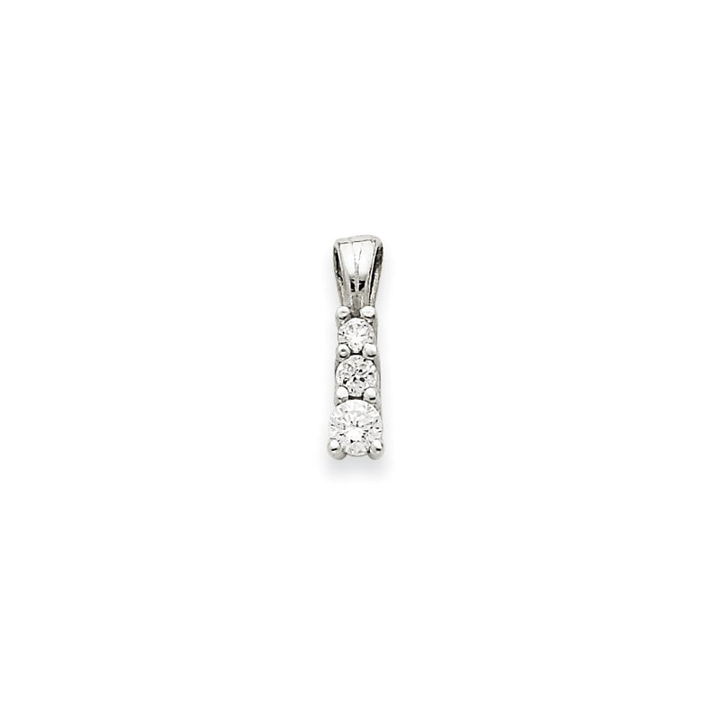 14k White Gold VS Real Diamond three stone pendant