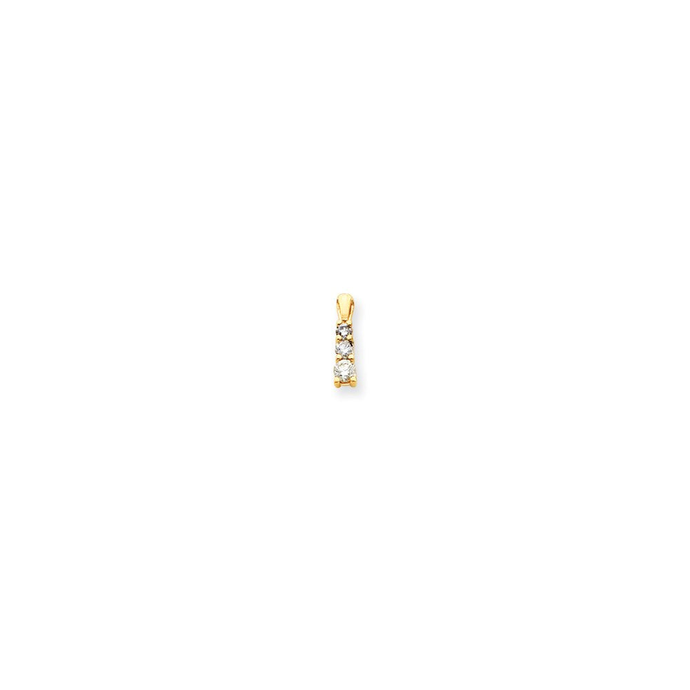 14K Yellow Gold AA Real Diamond three stone pendant