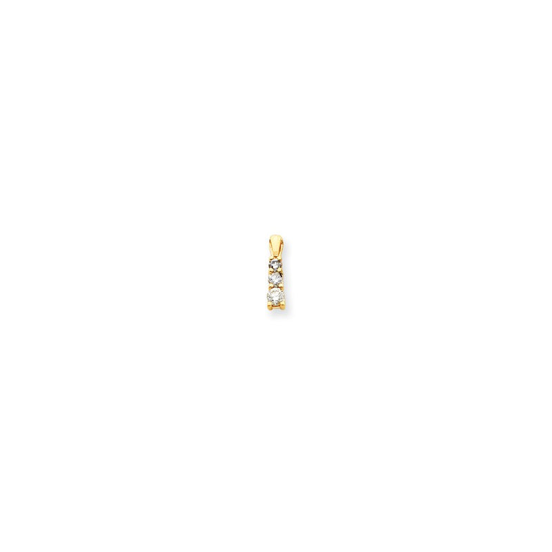 14K Yellow Gold AA Real Diamond three stone pendant