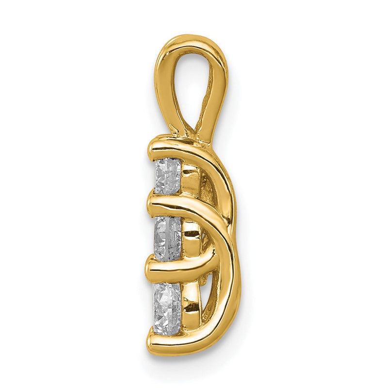 14ky AA Diamond Small Three Stone Pendant