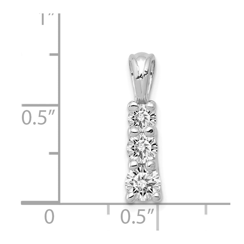14k White Gold VS Real Diamond three stone pendant