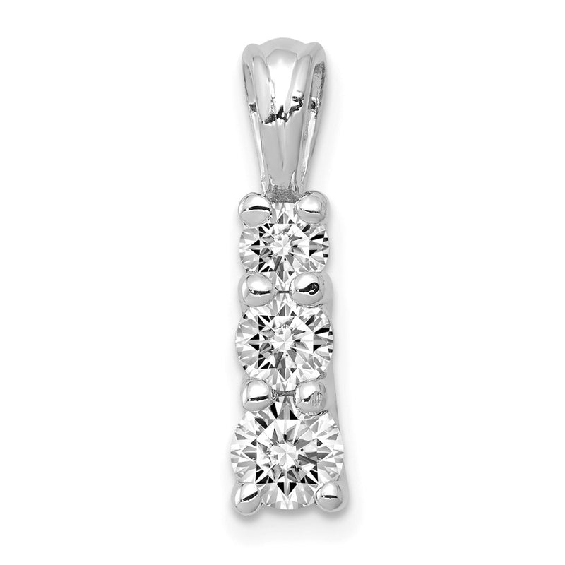 14k White Gold VS Real Diamond three stone pendant