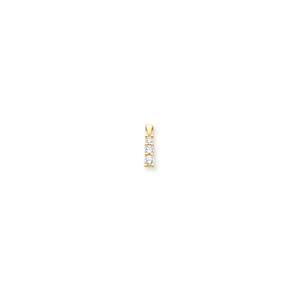 14K Yellow Gold AA Real Diamond three stone pendant