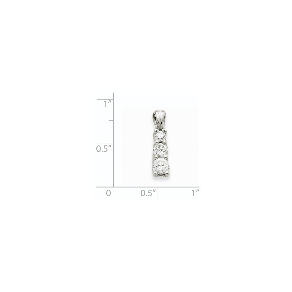 14k White Gold VS Diamond three stone pendant