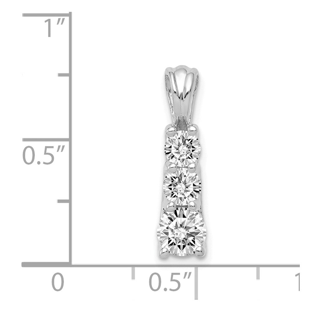 14k White Gold AA Real Diamond three stone pendant