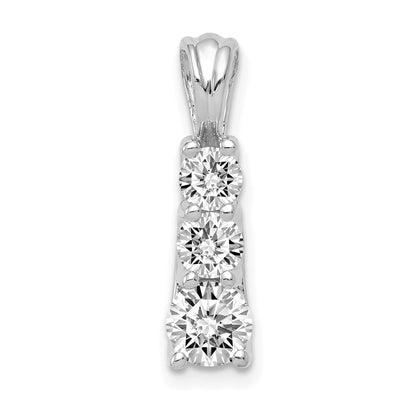 14k White Gold AA Real Diamond three stone pendant
