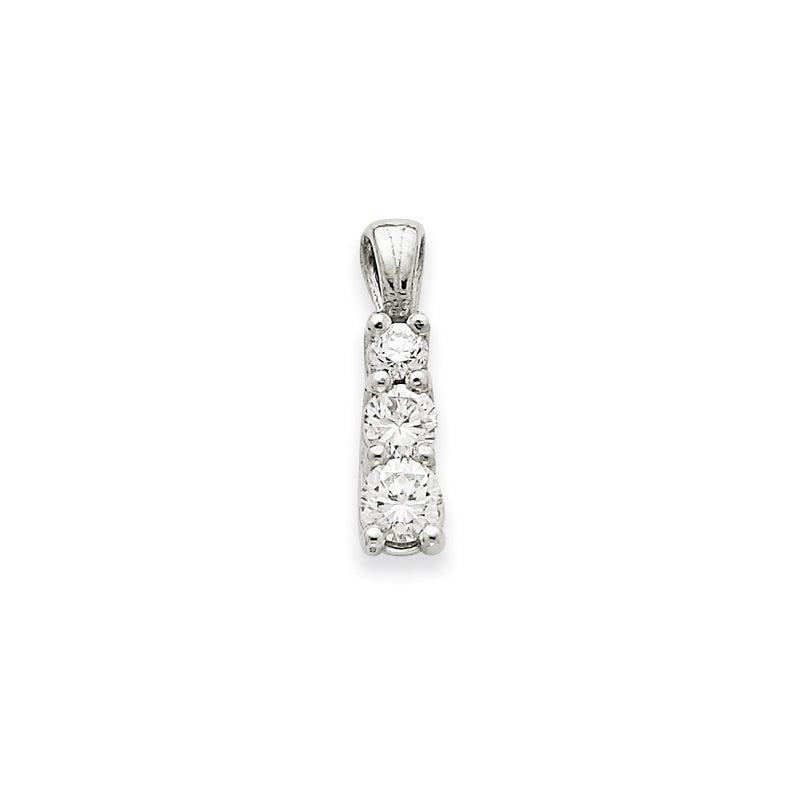 14k White Gold VS Diamond three stone pendant