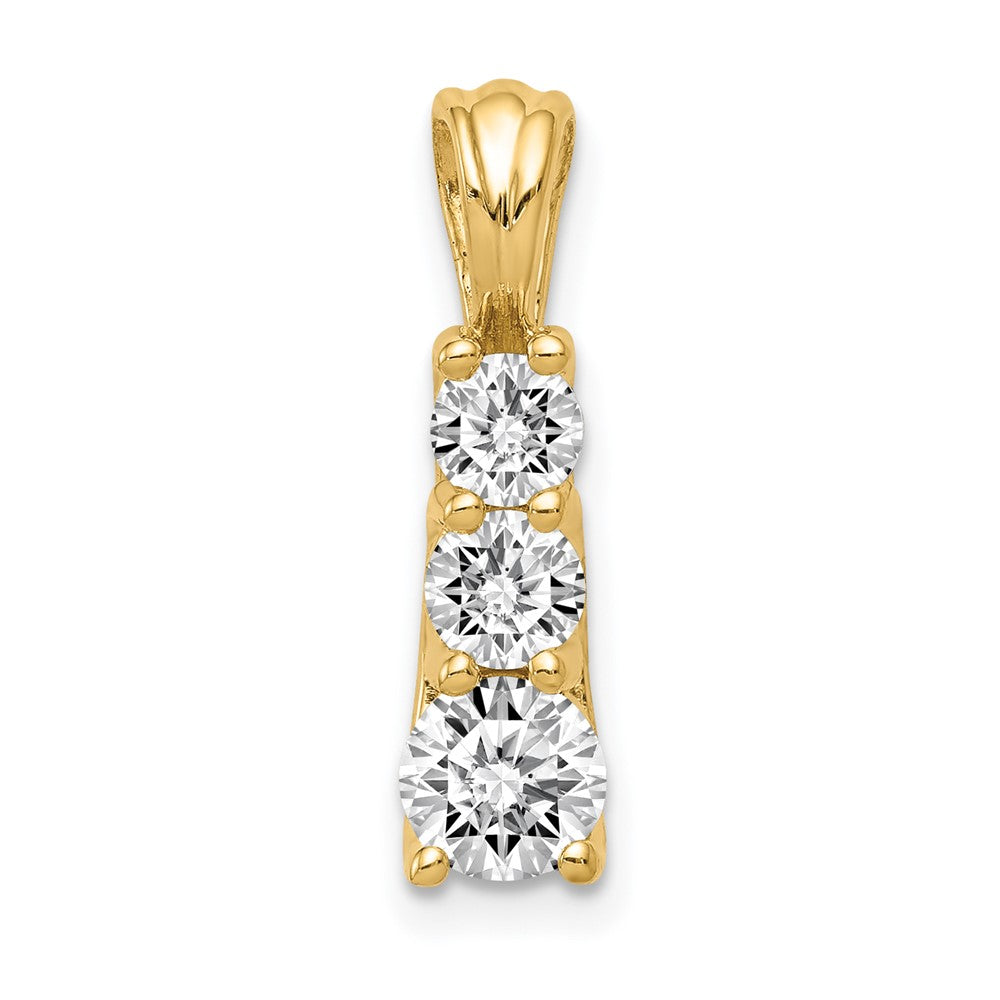 14k AAA Diamond Large Three Stone Pendant
