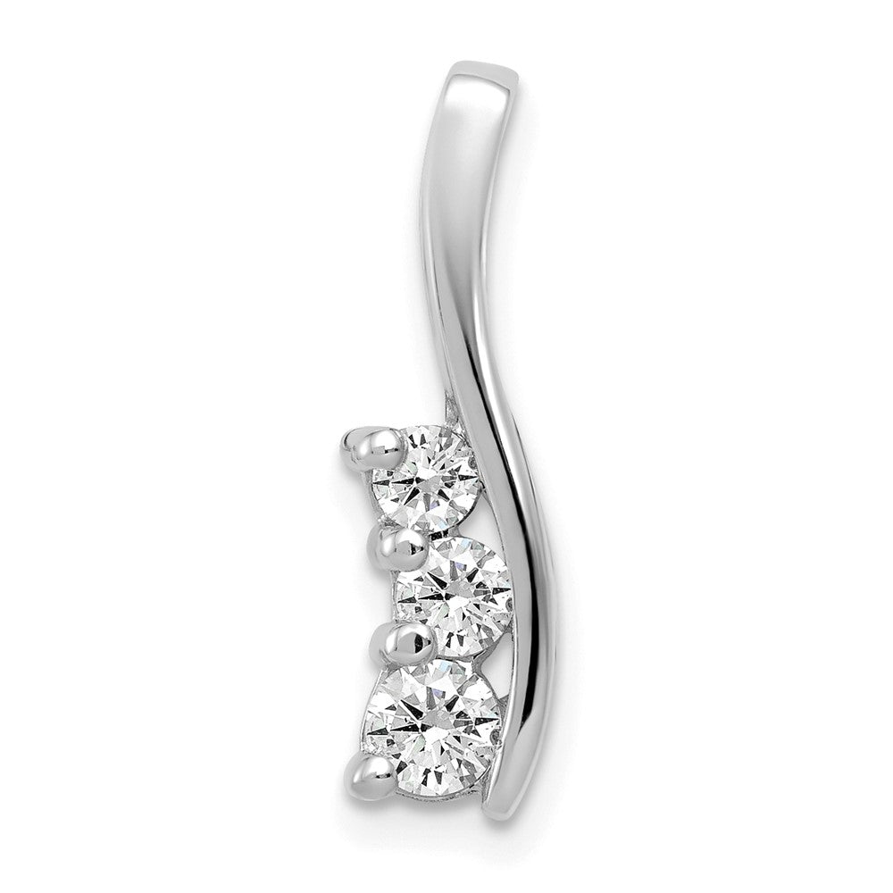 14k White Gold Moissanite Three stone pendant