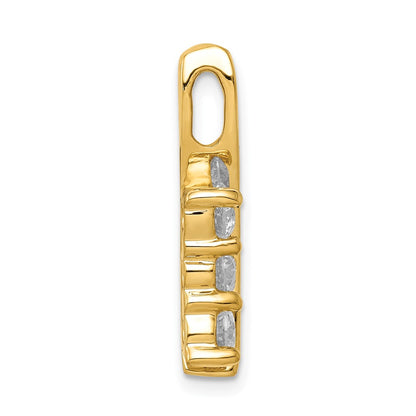 14k A Diamond Three Stone Curved Bar Pendant