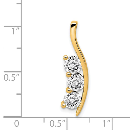 14k VS Diamond Large Three Stone Curved Bar Pendant