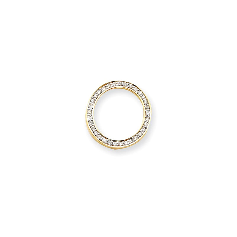 14K Yellow Gold VS Real Diamond Circle Pendant