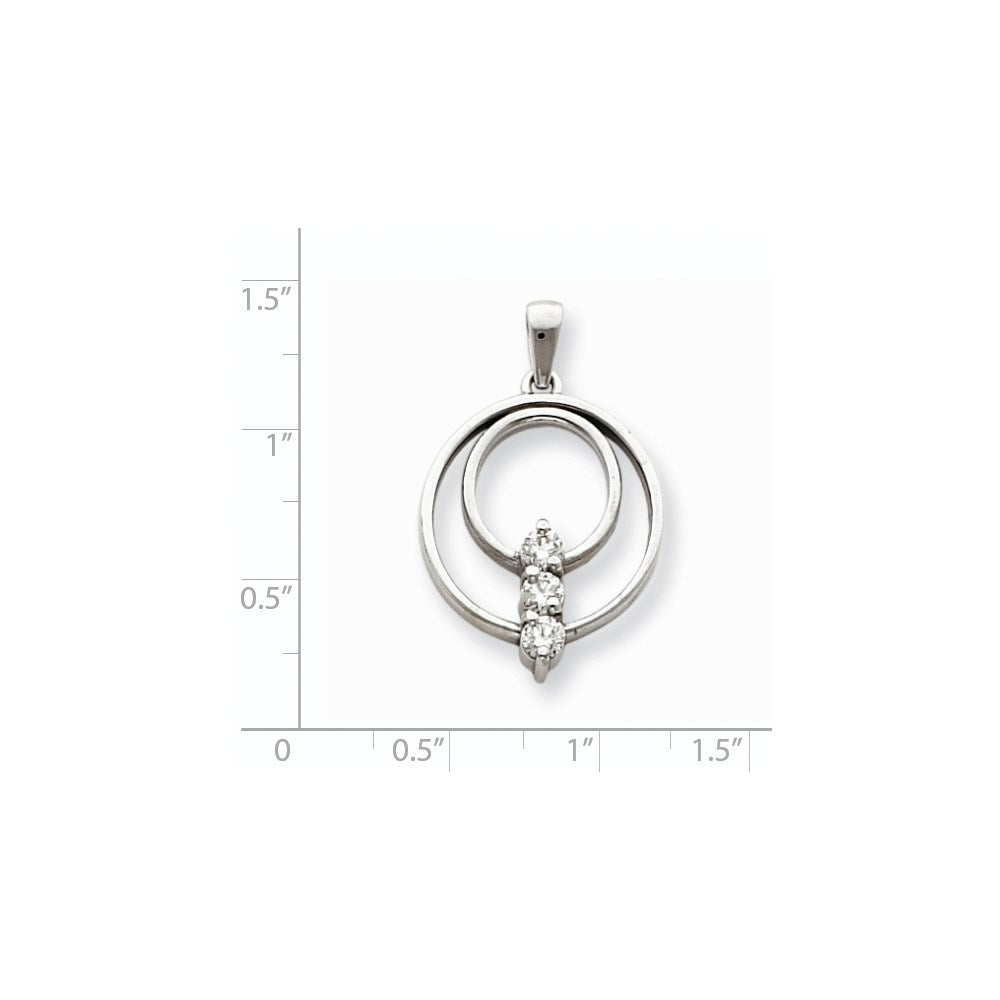 14k White Gold VS Diamond Three Stone Circle Pendant