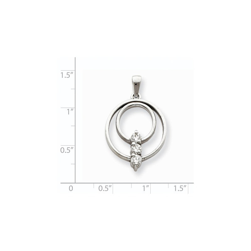 14k White Gold VS Diamond Three Stone Circle Pendant