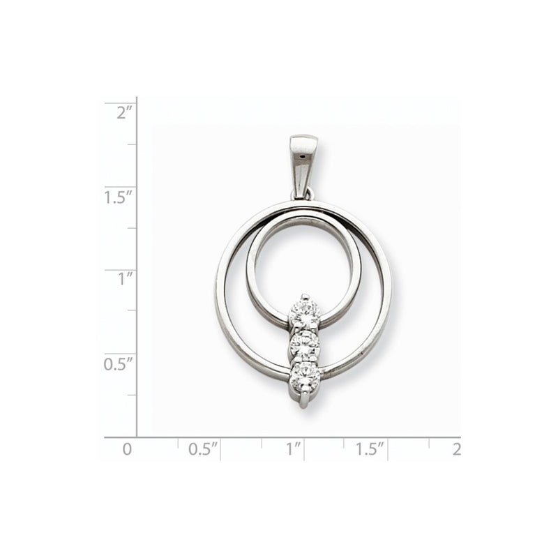 14k White Gold VS Diamond Three Stone Circle Pendant