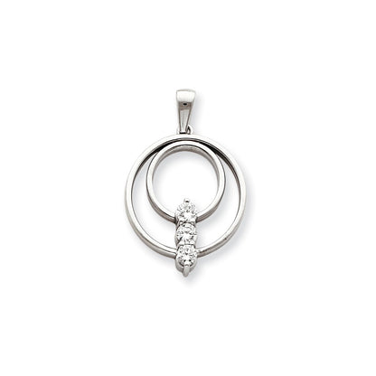 14k White Gold VS Diamond Three Stone Circle Pendant