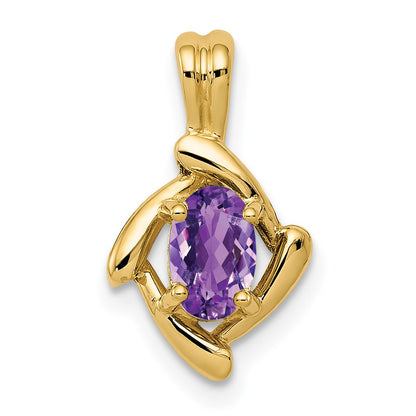 14K Yellow Gold 6x4mm Oval Amethyst Pendant