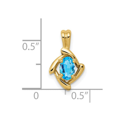 14K Yellow Gold 6x4mm Oval Blue Topaz Pendant