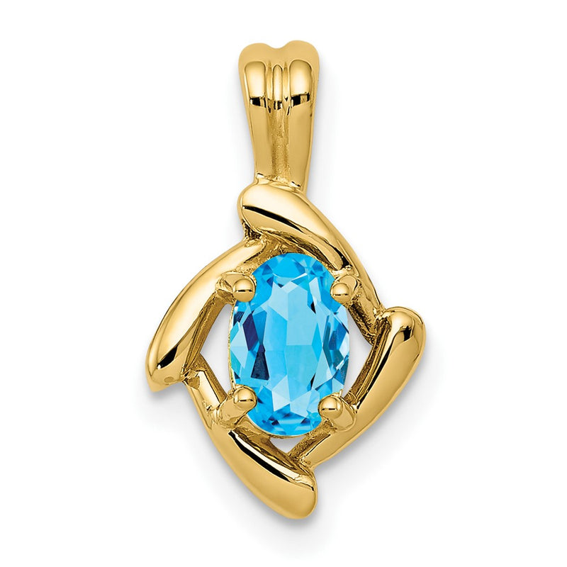 14K Yellow Gold 6x4mm Oval Blue Topaz Pendant