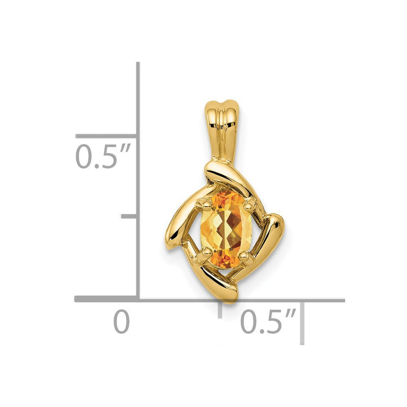 14K Yellow Gold 6x4mm Oval Citrine Pendant
