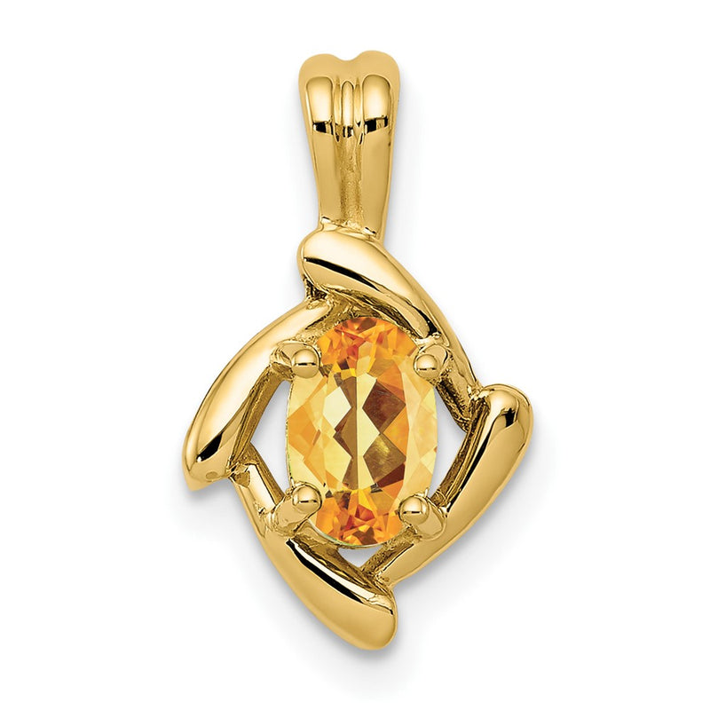 14K Yellow Gold 6x4mm Oval Citrine Pendant