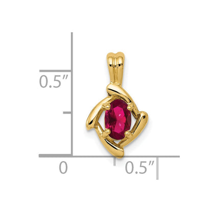 14K Yellow Gold 6x4mm Oval Created Ruby Pendant