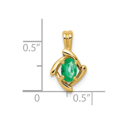 14K Yellow Gold 6x4mm Oval Emerald Pendant