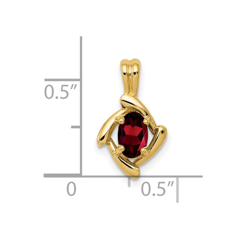 14K Yellow Gold 6x4mm Oval Garnet Pendant