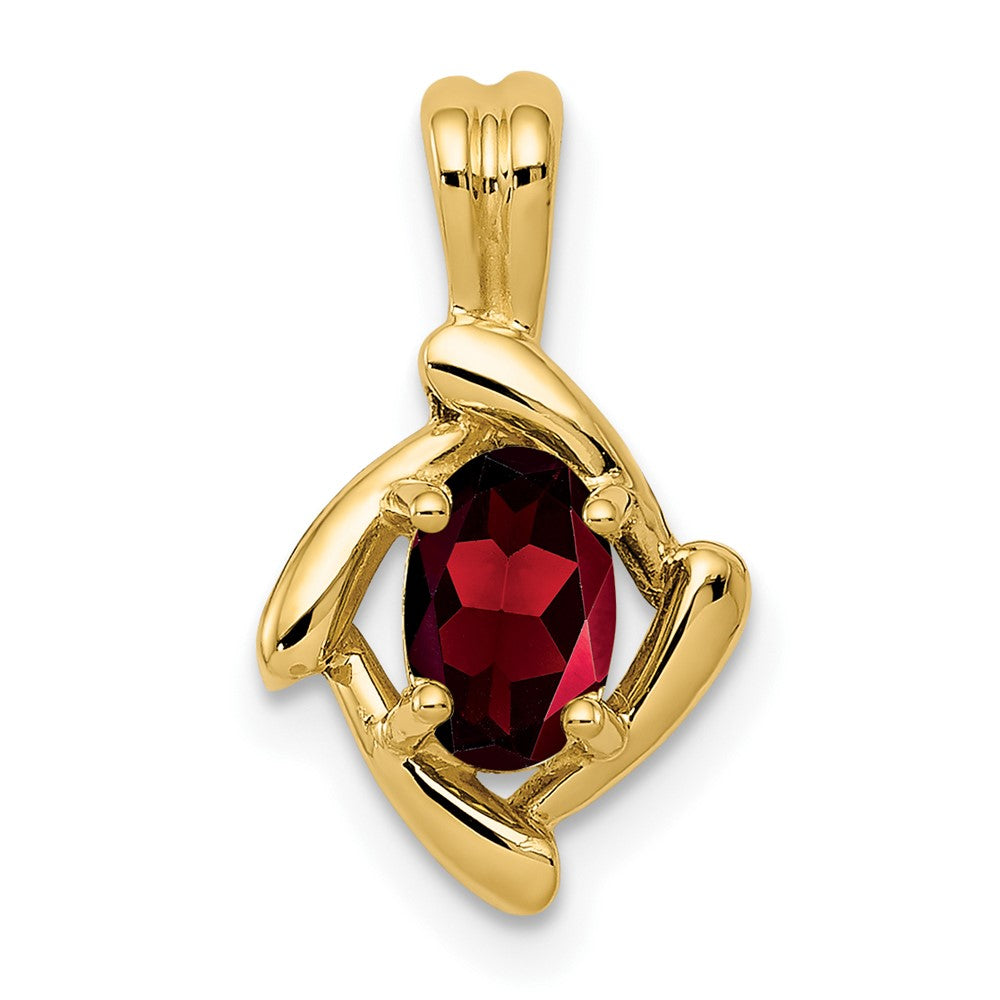 14K Yellow Gold 6x4mm Oval Garnet Pendant