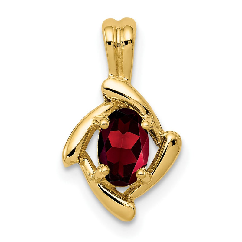 14K Yellow Gold 6x4mm Oval Garnet Pendant