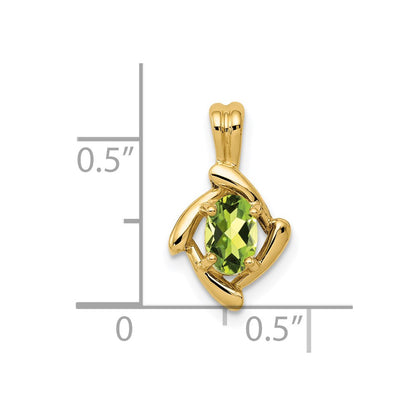 14K Yellow Gold 6x4mm Oval Peridot Checker Pendant