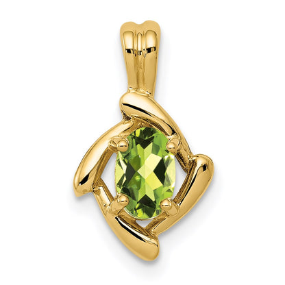 14K Yellow Gold 6x4mm Oval Peridot Checker Pendant