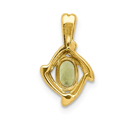 14K Yellow Gold 6x4mm Oval Peridot Pendant