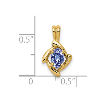14k Yellow Gold 6x4mm Oval Tanzanite Pendant