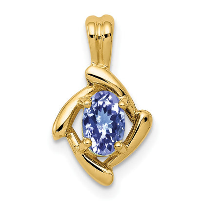 14k Yellow Gold 6x4mm Oval Tanzanite Pendant