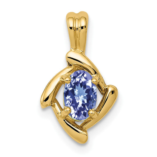 14k Yellow Gold 6x4mm Oval Tanzanite Pendant